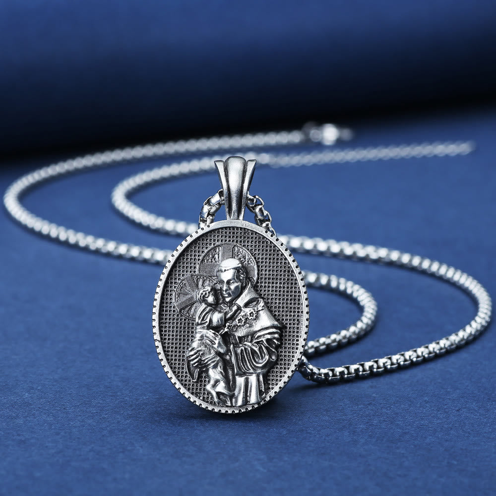 St. Anthony and the Child Jesus Pendant Necklace - image 1