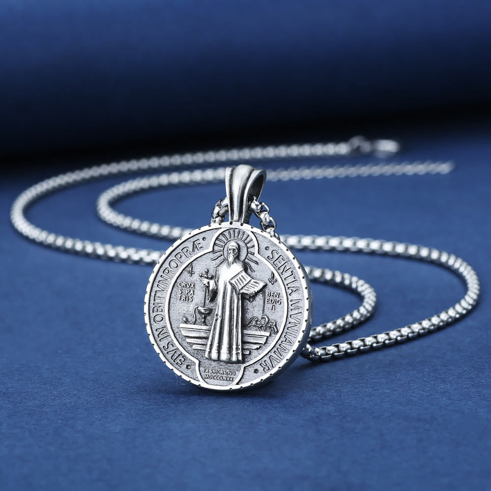 Christianartworkshop Saint Benedict Vintage Catholic Pendant Necklace: Amulet Jewelry for Prayer - image 2