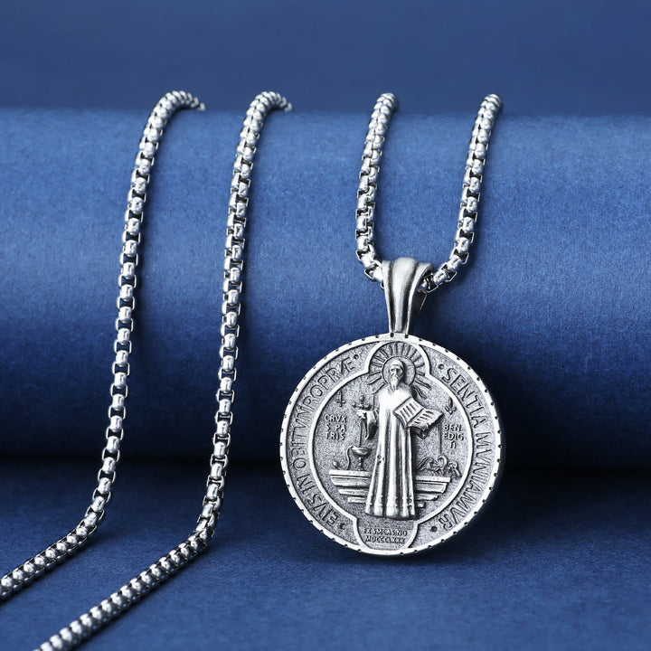 Christianartworkshop Saint Benedict Vintage Catholic Pendant Necklace: Amulet Jewelry for Prayer - St. Benedict - image 1
