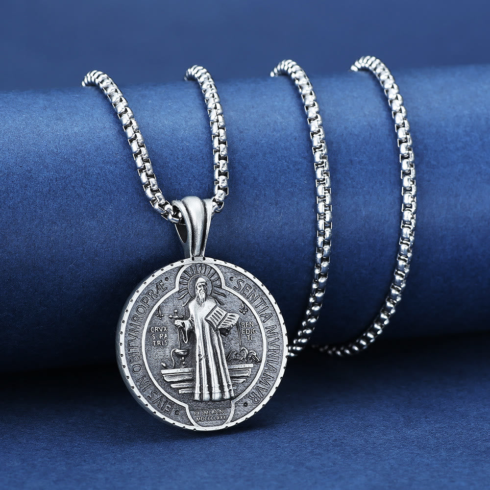 Christianartworkshop Saint Benedict Vintage Catholic Pendant Necklace: Amulet Jewelry for Prayer - image 3