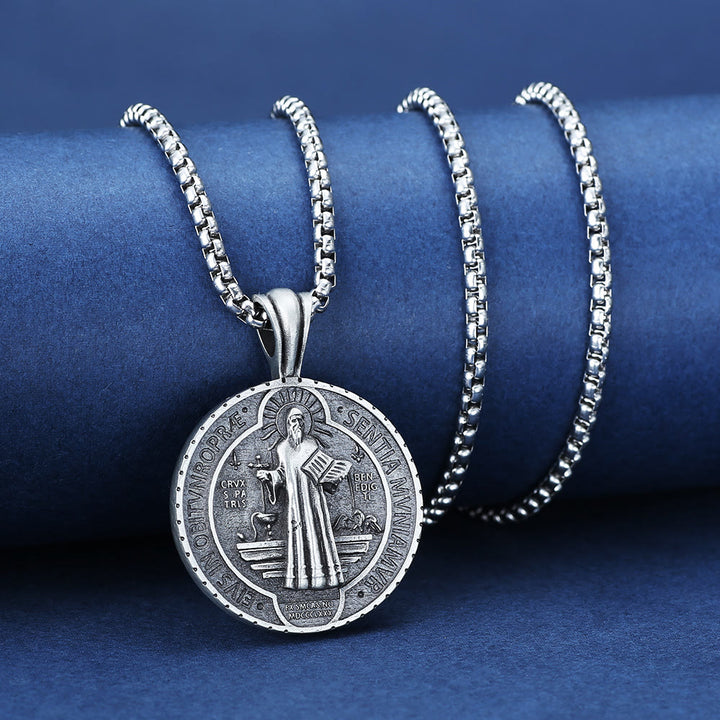 Christianartworkshop Saint Benedict Vintage Catholic Pendant Necklace: Amulet Jewelry for Prayer - image 3