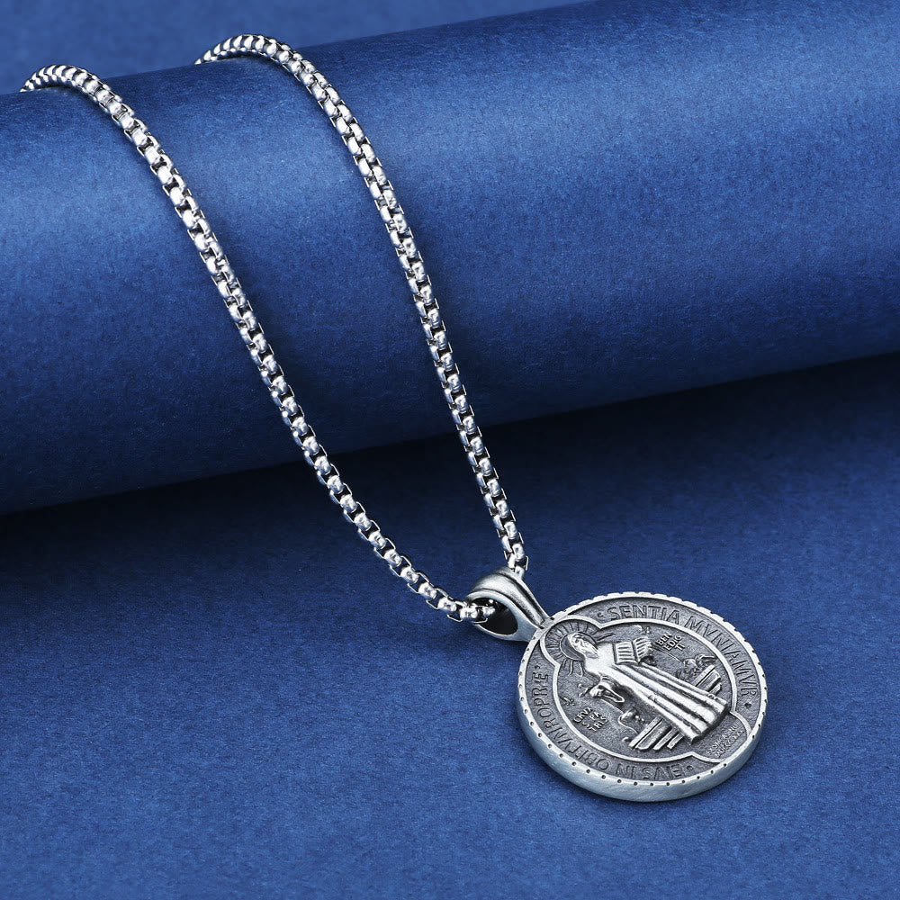 Christianartworkshop Saint Benedict Vintage Catholic Pendant Necklace: Amulet Jewelry for Prayer - image 4