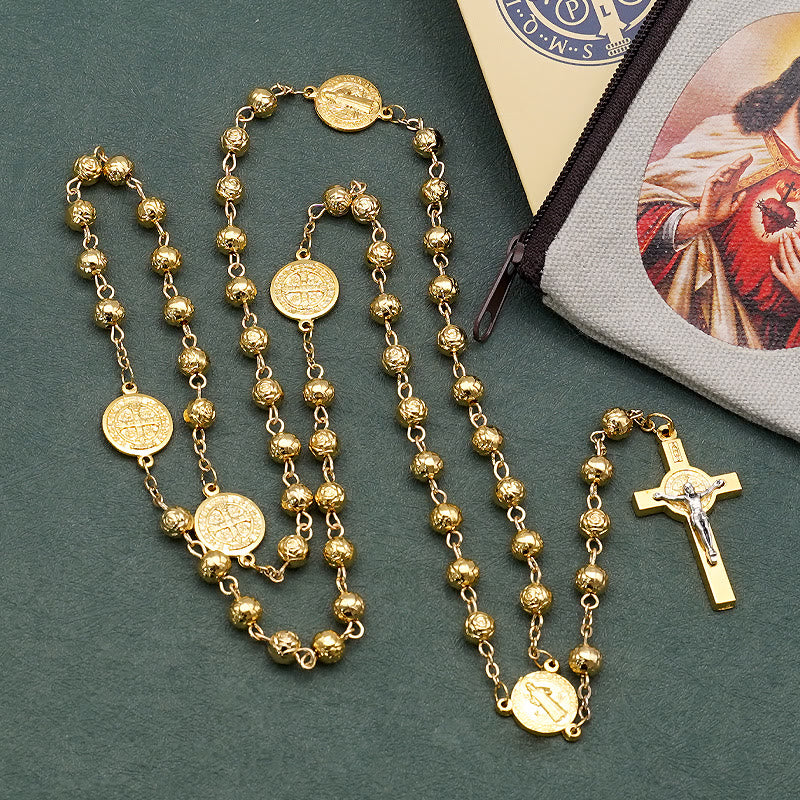 St. Benedict Golden Classic Rosary - Golden - image 1