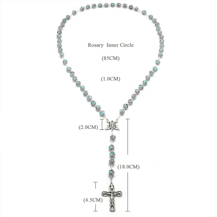 Glazed Crystal Rose Flower Beads Rosary - image 12