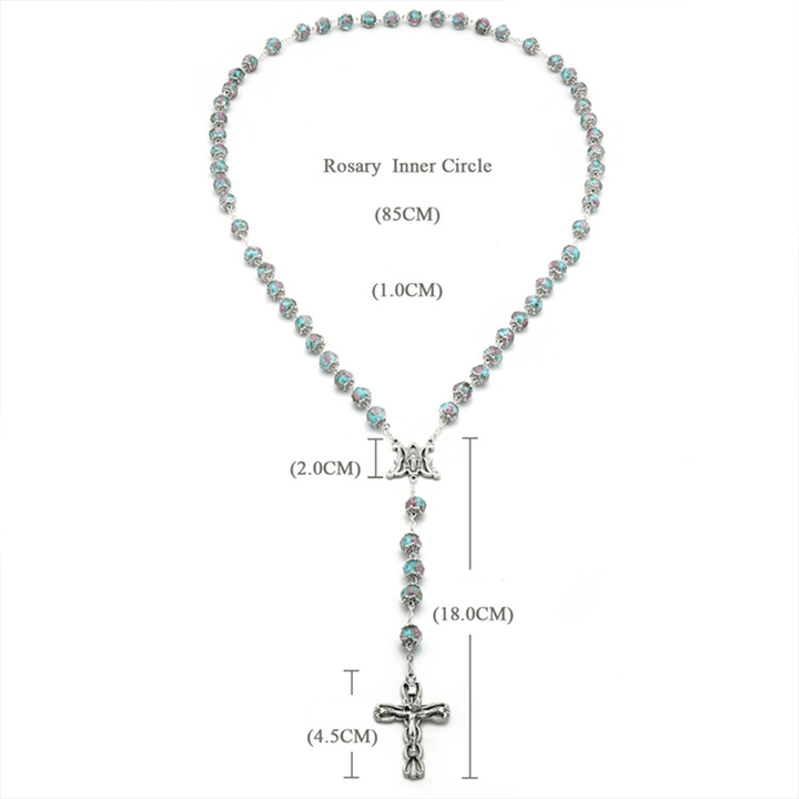 Glazed Crystal Rose Flower Beads Rosary - image 11