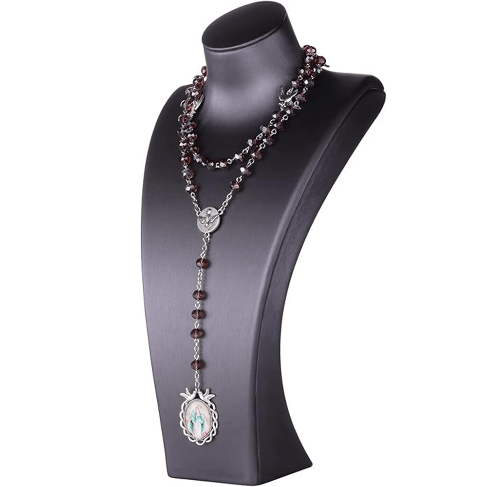 Holy Spirit & Our Lady of Grace of 6*8 mm Polyhedron Purple Crystal Alloy Chain Rosary - image 10