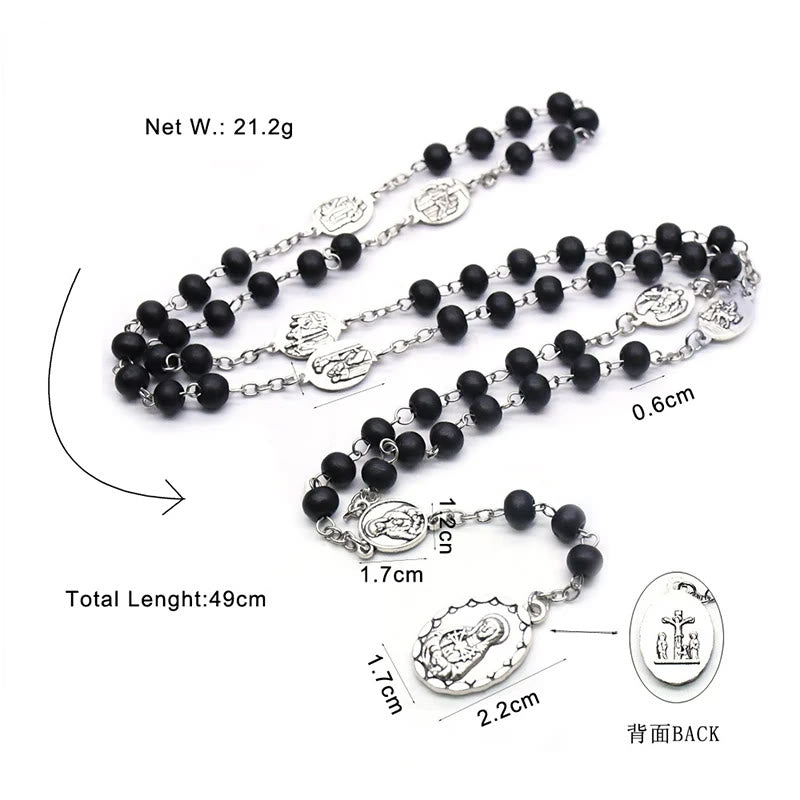 Our Lady of Sorrows of 6 mm Round Black Acrylic Alloy Chain 7 Sorrows Rosary - image 5