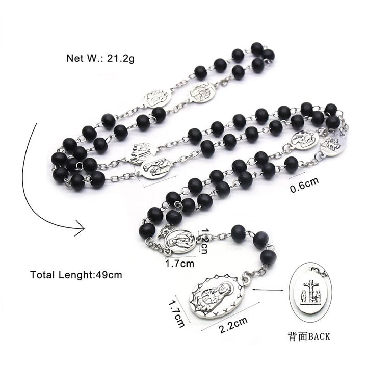 Our Lady of Sorrows of 6 mm Round Black Acrylic Alloy Chain 7 Sorrows Rosary - image 5