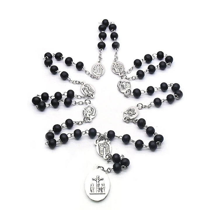 Our Lady of Sorrows of 6 mm Round Black Acrylic Alloy Chain 7 Sorrows Rosary - image 2