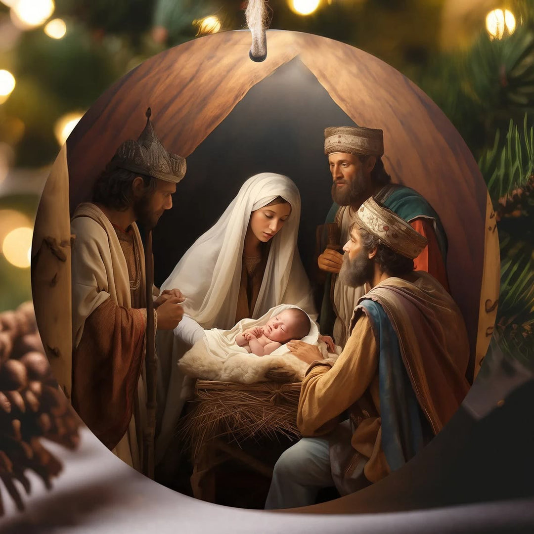 Christianartworkshop Realistic Styles Jesus Born Christmas Hanging Ornaments A - Ceramics - image 0