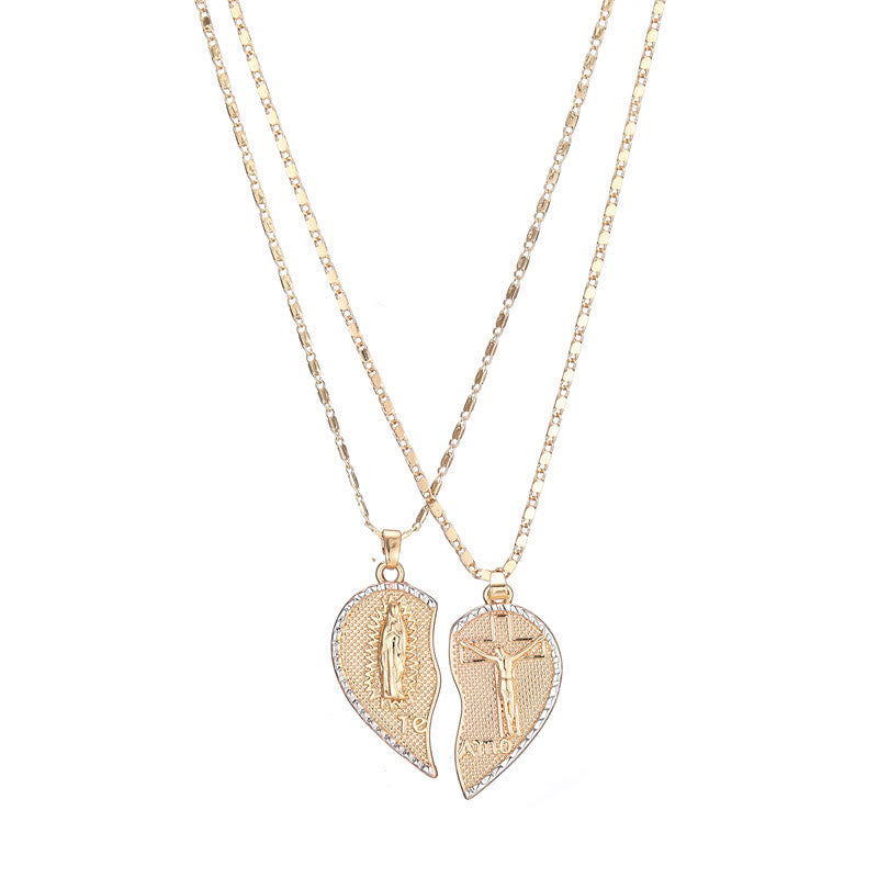 Our Lady of Guadalupe & Crucifix 2-in-1 Heart Stacking Necklace - image 5