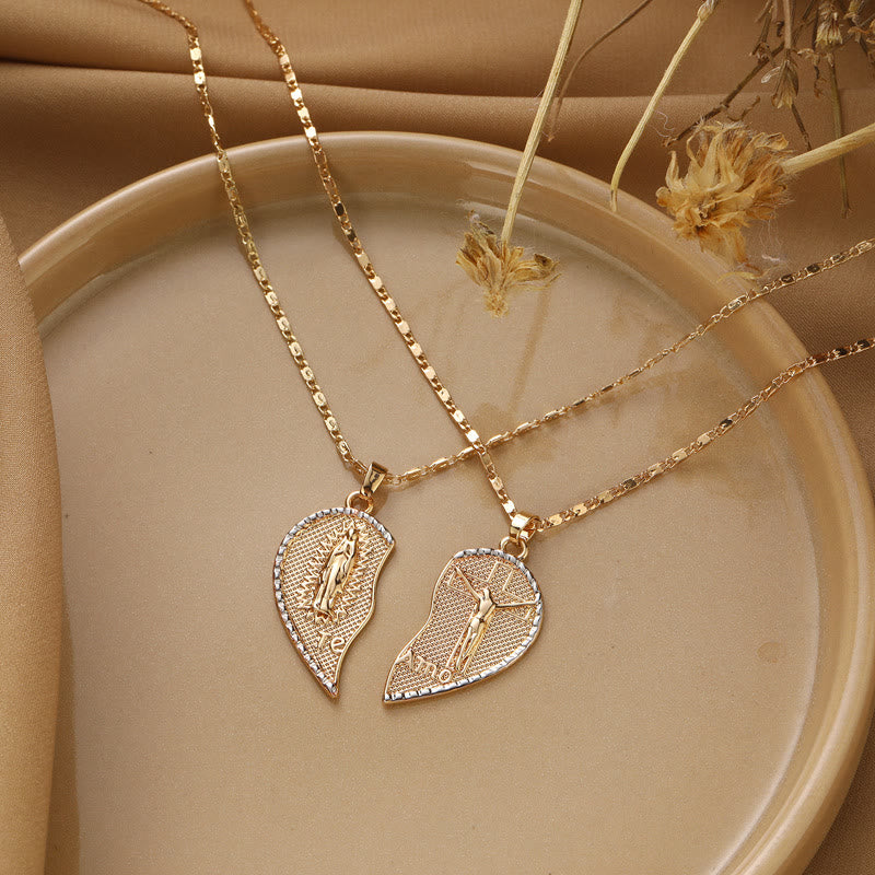 Our Lady of Guadalupe & Crucifix 2-in-1 Heart Stacking Necklace - 🔥3 PCS - image 1