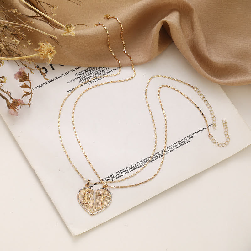 Our Lady of Guadalupe & Crucifix 2-in-1 Heart Stacking Necklace - image 3