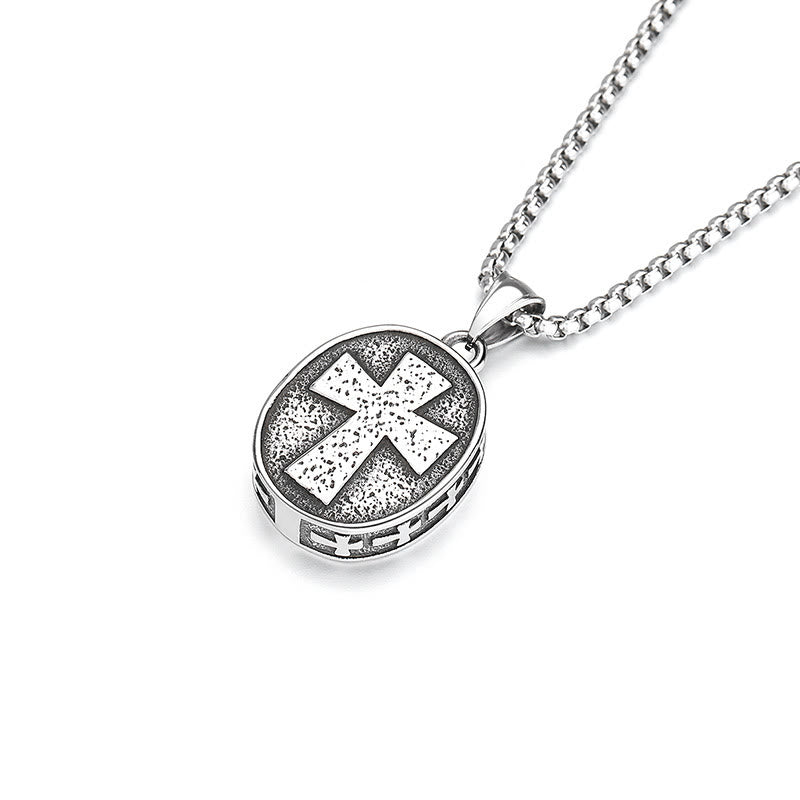 Golden Christ Saint Medal Pendant Titanium Necklace - image 5