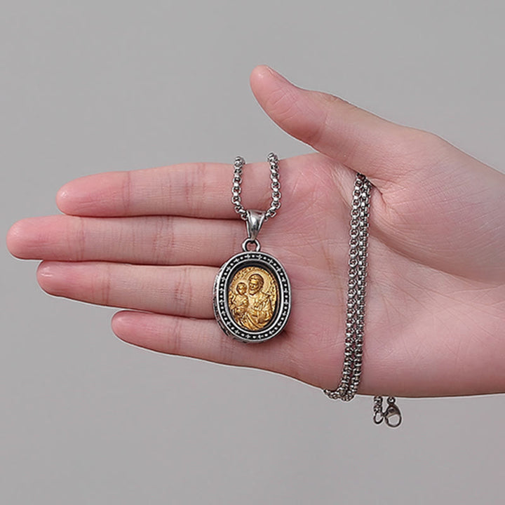 Golden Christ Saint Medal Pendant Titanium Necklace - image 4