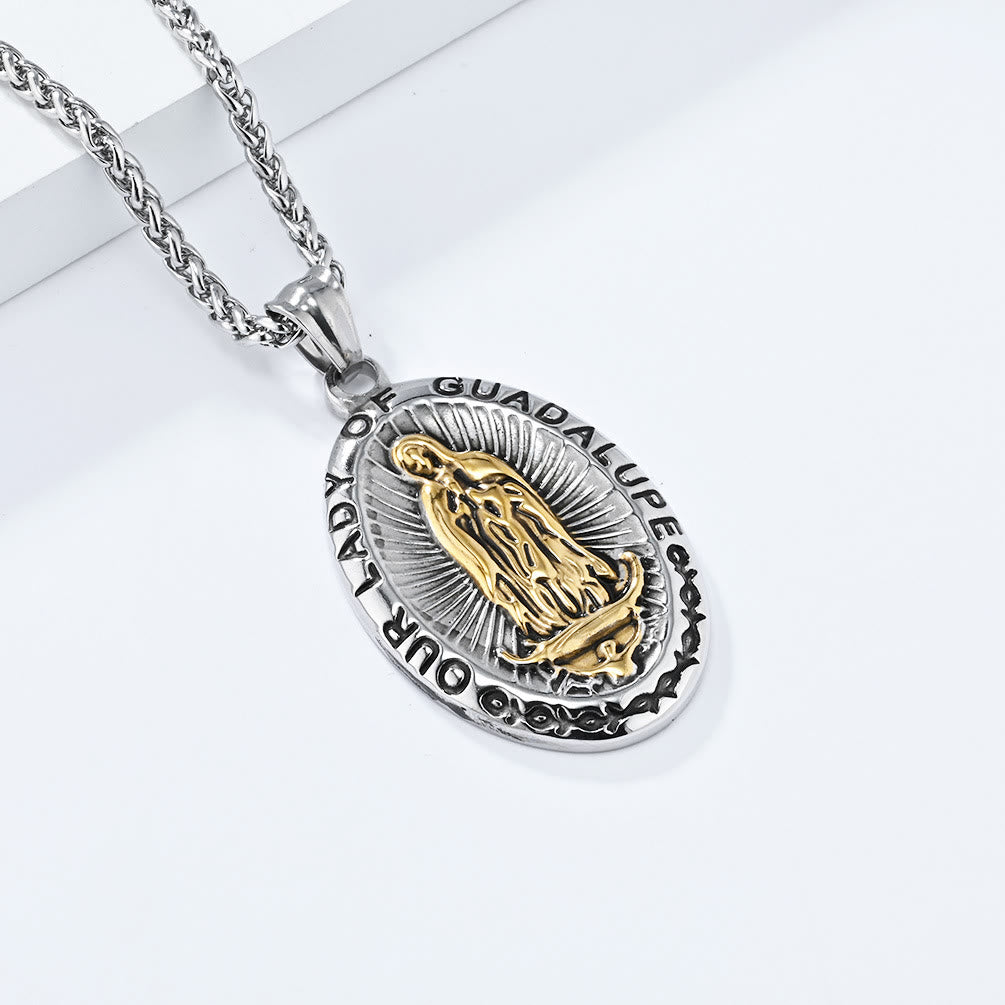 3 Colors Our Lady of Guadalupe Stainless Steel Necklace - Silver-gold - image 0