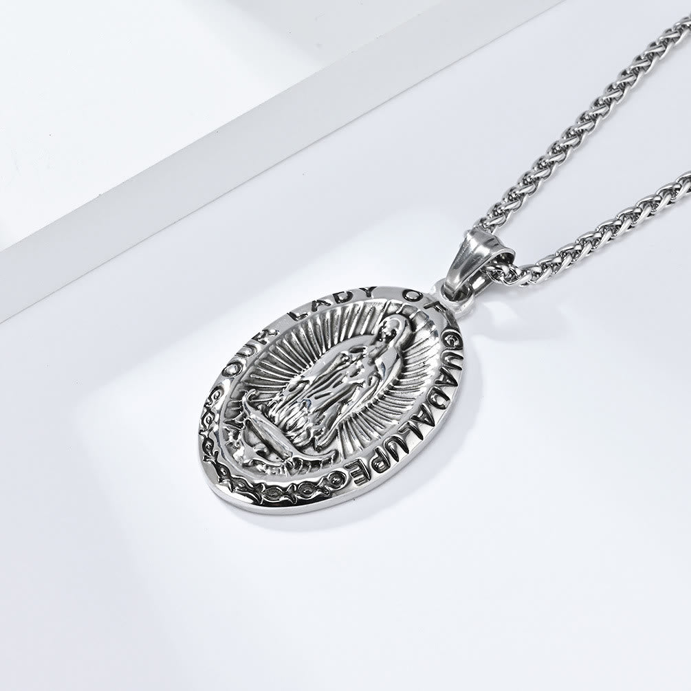 3 Colors Our Lady of Guadalupe Stainless Steel Necklace - Silver - image 5