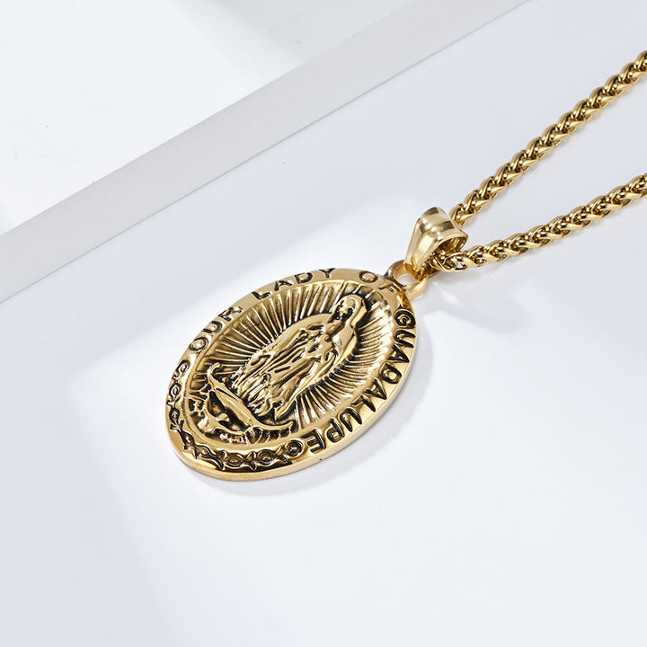 3 Colors Our Lady of Guadalupe Stainless Steel Necklace - Golden - image 5