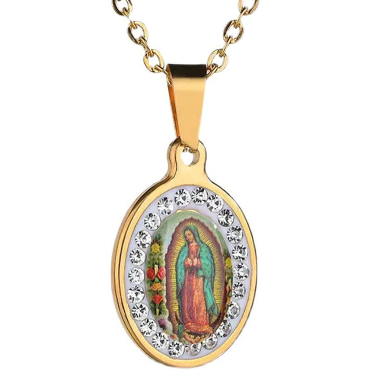 Our Lady of Guadalupe Snake Bone Chain Colorful Necklace - image 5
