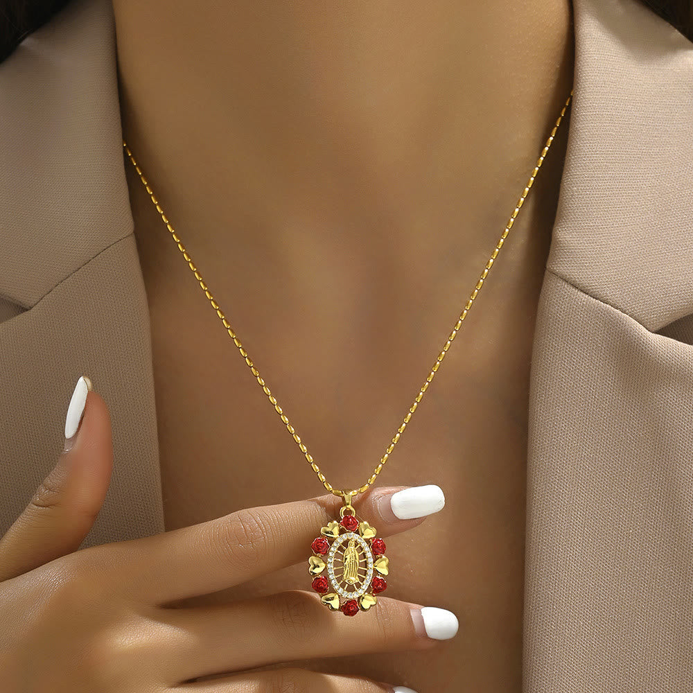 Our Lady of Guadalupe Virgin Mary Golden Necklace - image 1