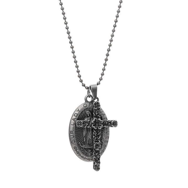 Our Lady of Guadalupe & Cross Exquisite Retro Titanium Necklace - image 4