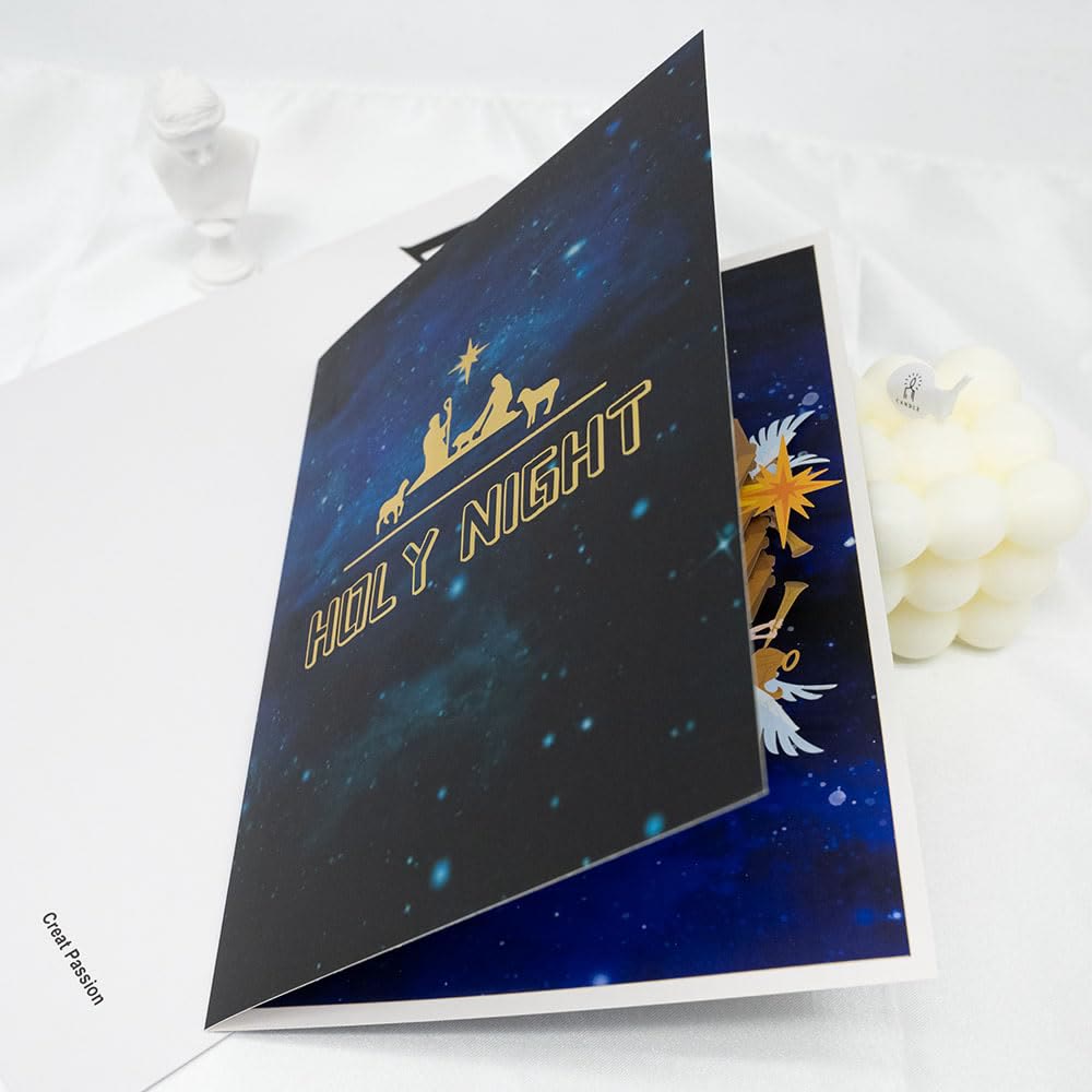 Christianartworkshop Holy Night Nativity 3d Paper Blessing Message Greeting Card - image 4