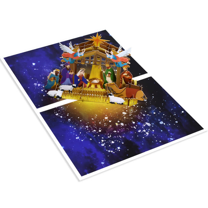 Christianartworkshop Holy Night Nativity 3d Paper Blessing Message Greeting Card - image 7
