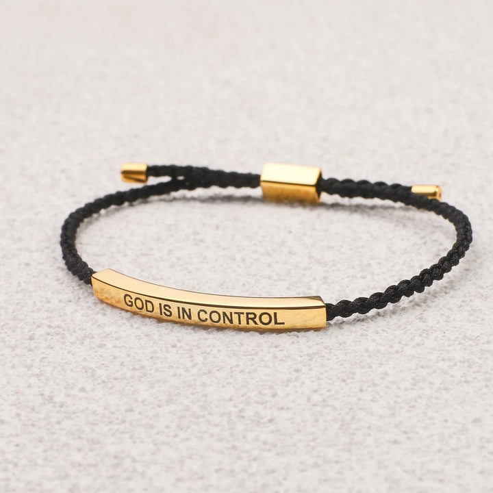 Christianartworkshop Simple Style God Blessed Adjustable String Bracelet - Black-gold - image 0