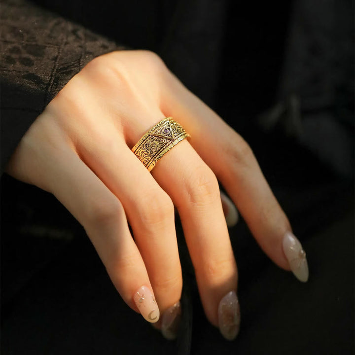 Christianartworkshop Retro Heavy Style Eye of God Pattern Golden Ring - image 6