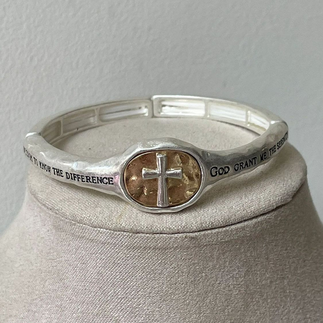 God's Gift Vintage Prayer Engraved Cross Bracelet - Silver - image 1