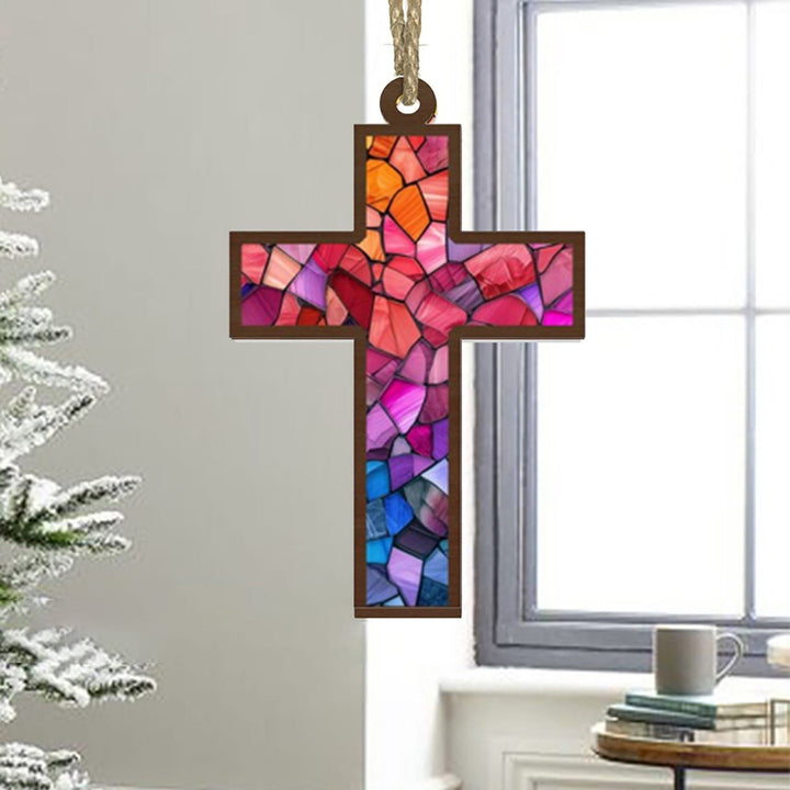 Christianartworkshop Broken Glass Style Cross Suncatcher Christ Ornaments