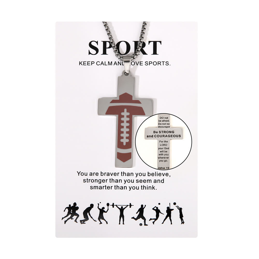 Sport Style Football Pray for Blessings Cross Necklace - image 6