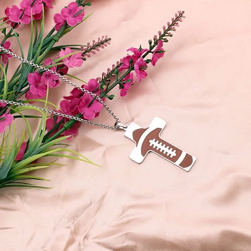 Sport Style Football Pray for Blessings Cross Necklace - image 5