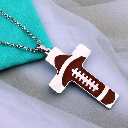Sport Style Football Pray for Blessings Cross Necklace - image 4