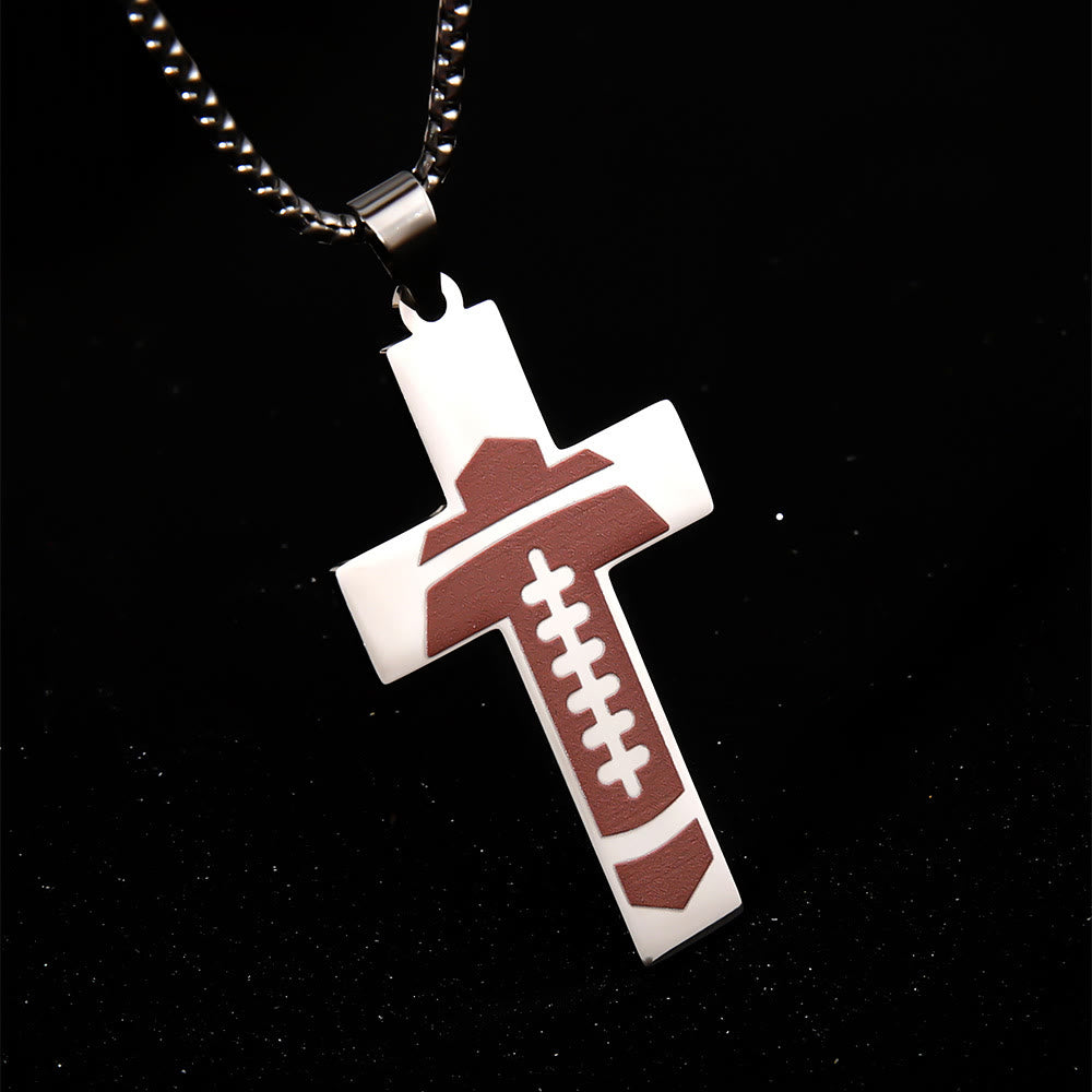 Sport Style Football Pray for Blessings Cross Necklace - image 2