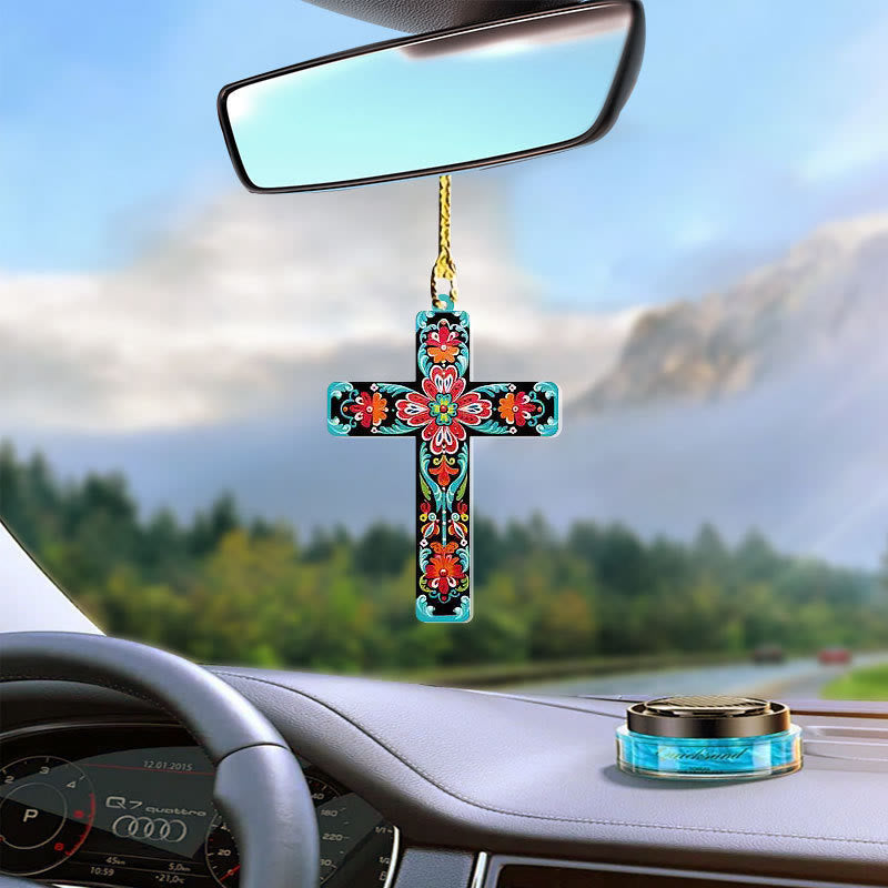 Christianartworkshop 4 Flowery Style Cross Decor Hanging Ornaments - Style-3 - image 2