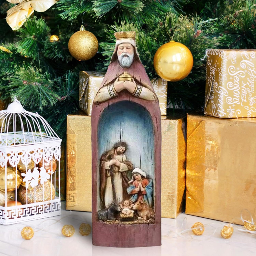 Christian Art Realistic Style Resin Stereoscopic Colorful Nativity Desktop Decorations Ornament - Purple-Holy Family - image 2