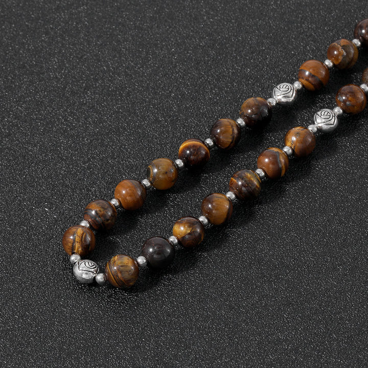 Miraculous Medal & Crucifix of 8 mm Round Multicolor Stone Nylon Cord Rosary - image 4