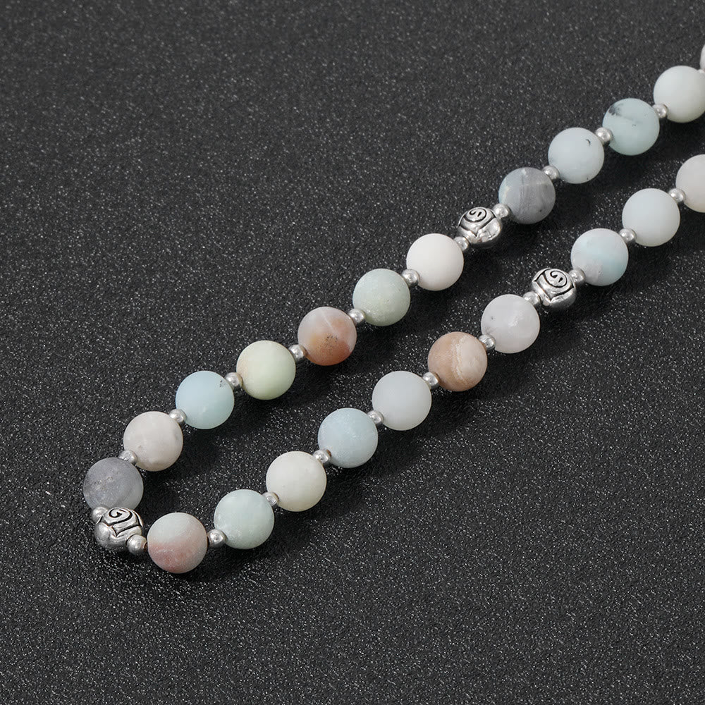 Miraculous Medal & Crucifix of 8 mm Round Multicolor Stone Nylon Cord Rosary - image 7