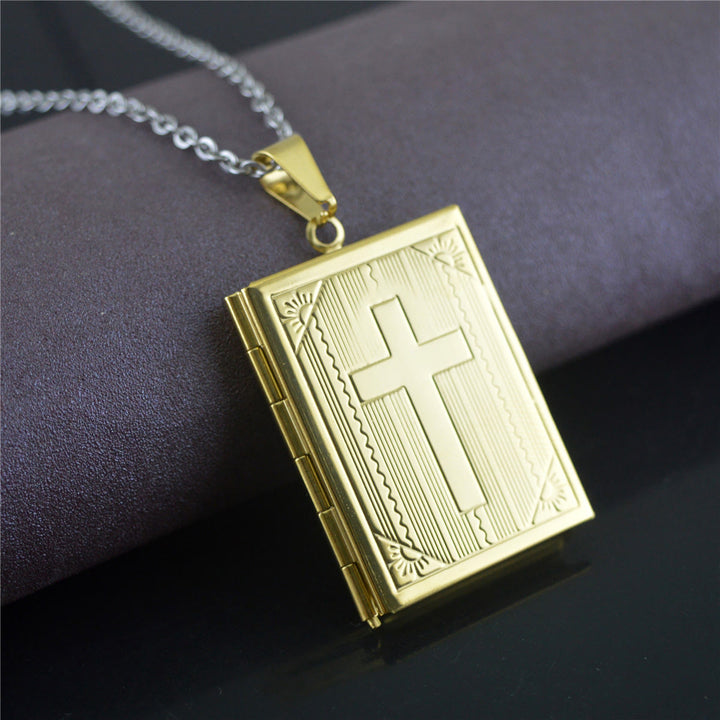 Christian Art Practical Style Openable Bible Shape Pendant Necklace - image 2