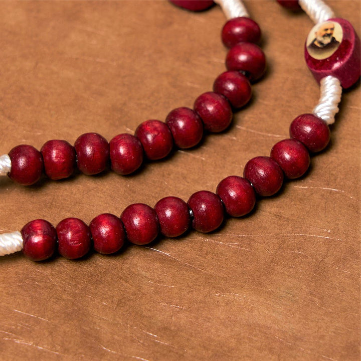 Wine Red Wooden Beads Cross Virgin Mary Hand Held Rosary - image 11