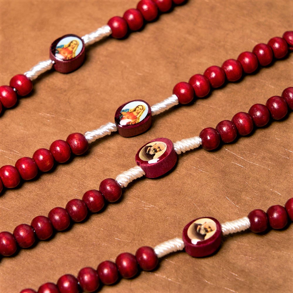Wine Red Wooden Beads Cross Virgin Mary Hand Held Rosary - image 5