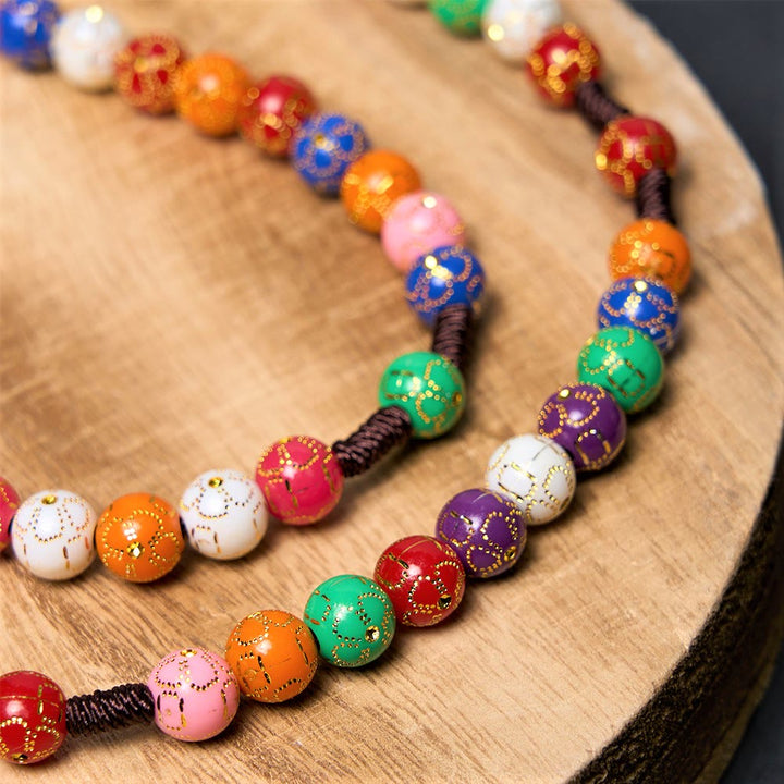 Our Lady of Mercy & Crucifix of 8 mm Round Multicolor Acrylic Nylon Cord Rosary - image 5