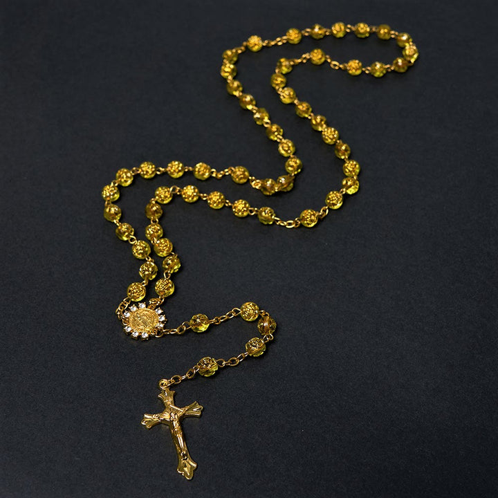 St. Benedict Medal & Crucifix of 8 mm Round Multicolor Acrylic Alloy Chain Rosary - image 16