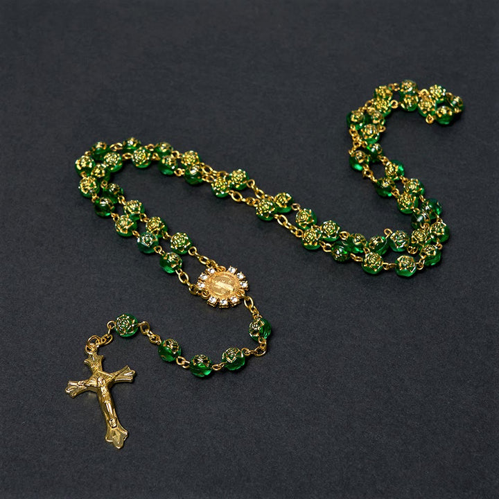 St. Benedict Medal & Crucifix of 8 mm Round Multicolor Acrylic Alloy Chain Rosary - image 17