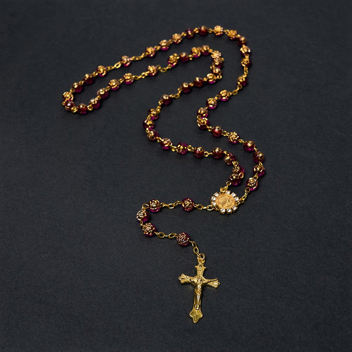 St. Benedict Medal & Crucifix of 8 mm Round Multicolor Acrylic Alloy Chain Rosary - image 13