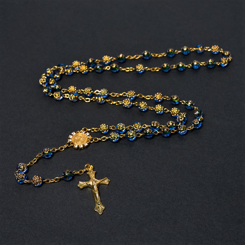 St. Benedict Medal & Crucifix of 8 mm Round Multicolor Acrylic Alloy Chain Rosary - image 12
