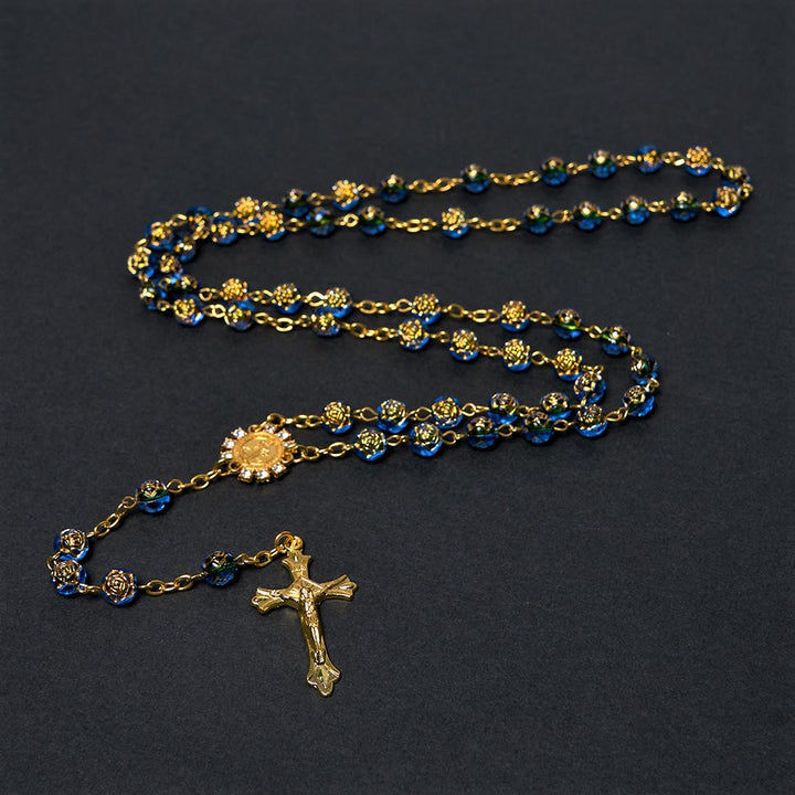 St. Benedict Medal & Crucifix of 8 mm Round Multicolor Acrylic Alloy Chain Rosary - image 12