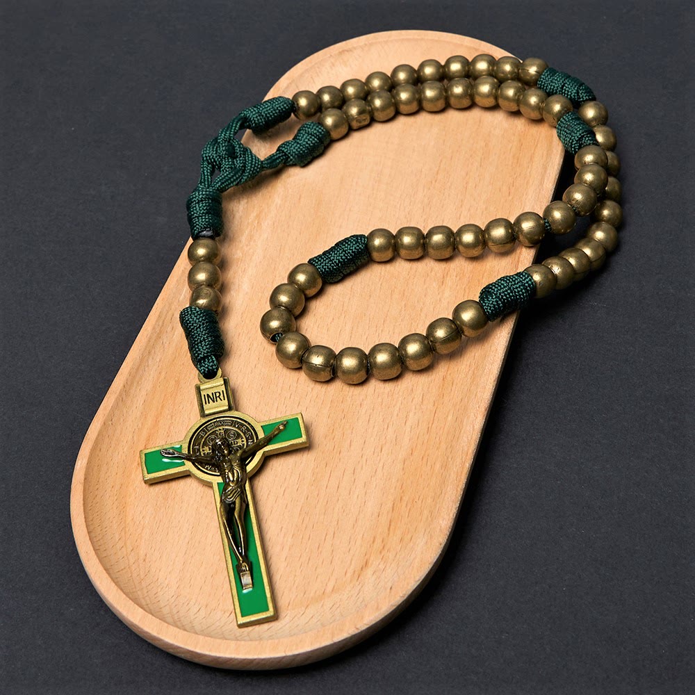 Crucifix of 10 mm Round Bronze Acrylic Paracord Rosary - Bronze - image 1