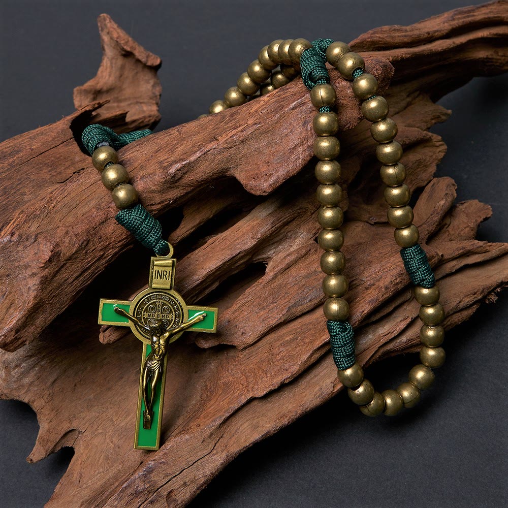 Crucifix of 10 mm Round Bronze Acrylic Paracord Rosary - image 2